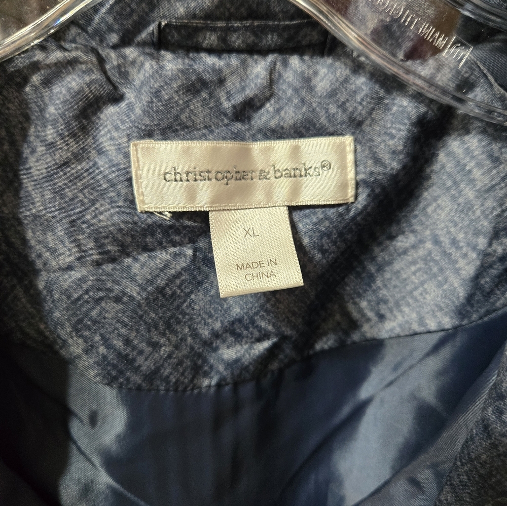 🌴Christopher & Banks Zip Front Slate Blue Puffer Vest EUC Size: XL - Picture 2 of 5